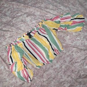 Forever 21 Contemporary Striped Crop Top